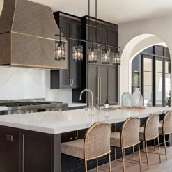 LNC Chispa 45.3-in L 5 -Light Black and Crystal Modern/contemporary Clear glass Crystal Linear Large Hanging Kitchen Island Light