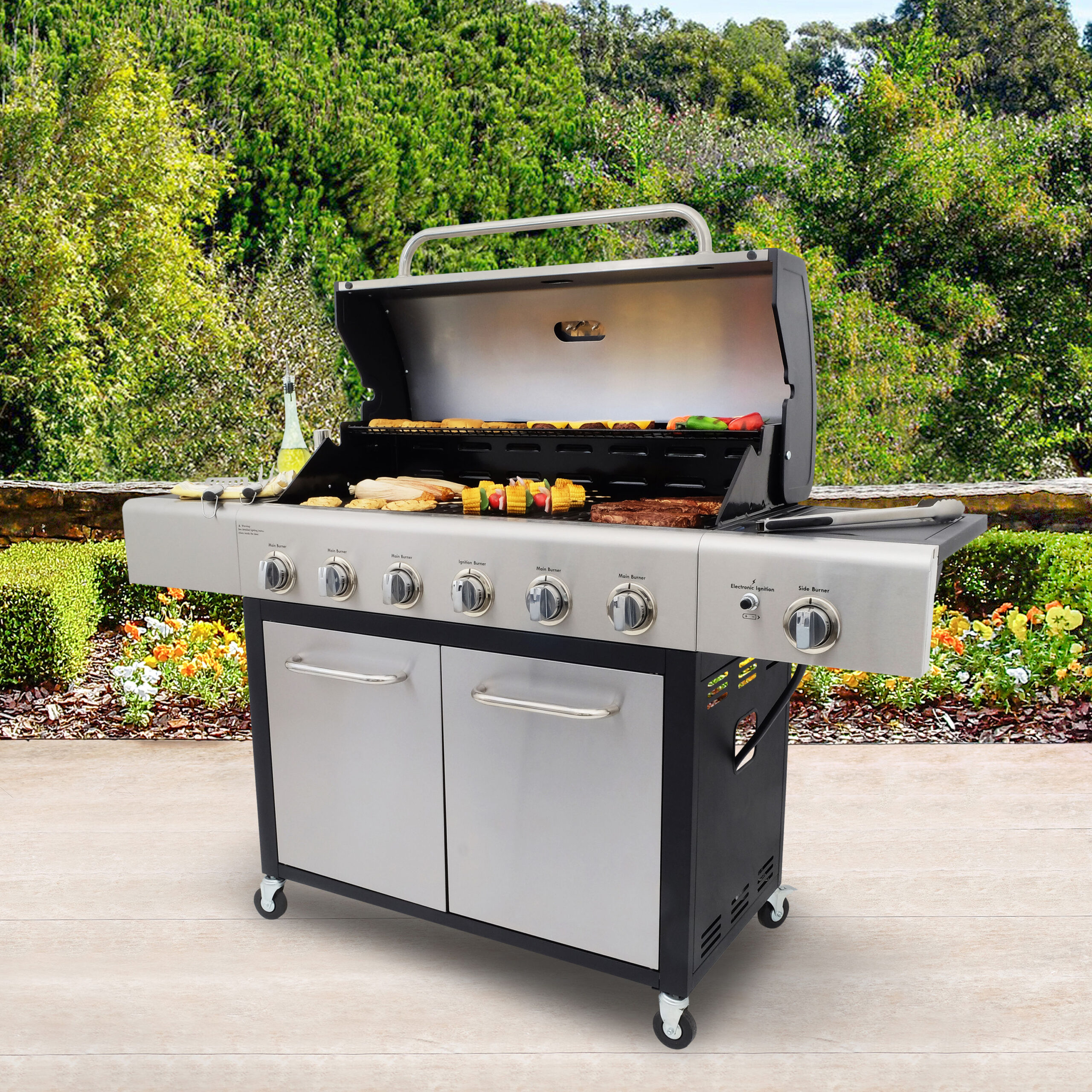 Kenmore Stainless steel 6 -Burner Liquid Propane Gas Grill 1 -Side Burner