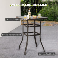 Nuu Garden 3 -Piece Black and brown Bar Height Patio Dining Set Iron Square Table with 2 Brown Swivel Chairs