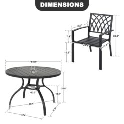 Nuu Garden 5 -Piece Black Patio Dining Set Iron Round Table with 4 Stackable Stationary Chairs