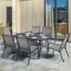 Nuu Garden 7 -Piece Black Patio Dining Set Aluminum Rectangle Table with 6 Stationary Chairs