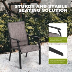 Nuu Garden 7 -Piece Black Patio Dining Set Aluminum Rectangle Table with 6 Stationary Chairs