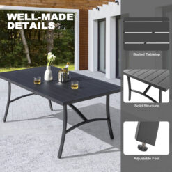 Nuu Garden 7 -Piece Black Patio Dining Set Aluminum Rectangle Table with 6 Stationary Chairs