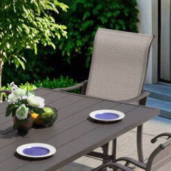 Nuu Garden 7 -Piece Grey Patio Dining Set Iron Rectangle Table with 6 Beige Stationary Chairs