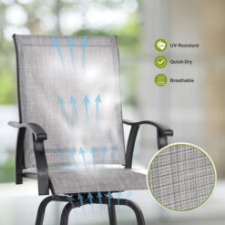 Nuu Garden 5 -Piece Black Bar Height Patio Dining Set Iron Square Table with 4 Gray Swivel Chairs