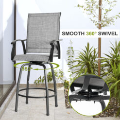 Nuu Garden 5 -Piece Black Bar Height Patio Dining Set Iron Square Table with 4 Gray Swivel Chairs