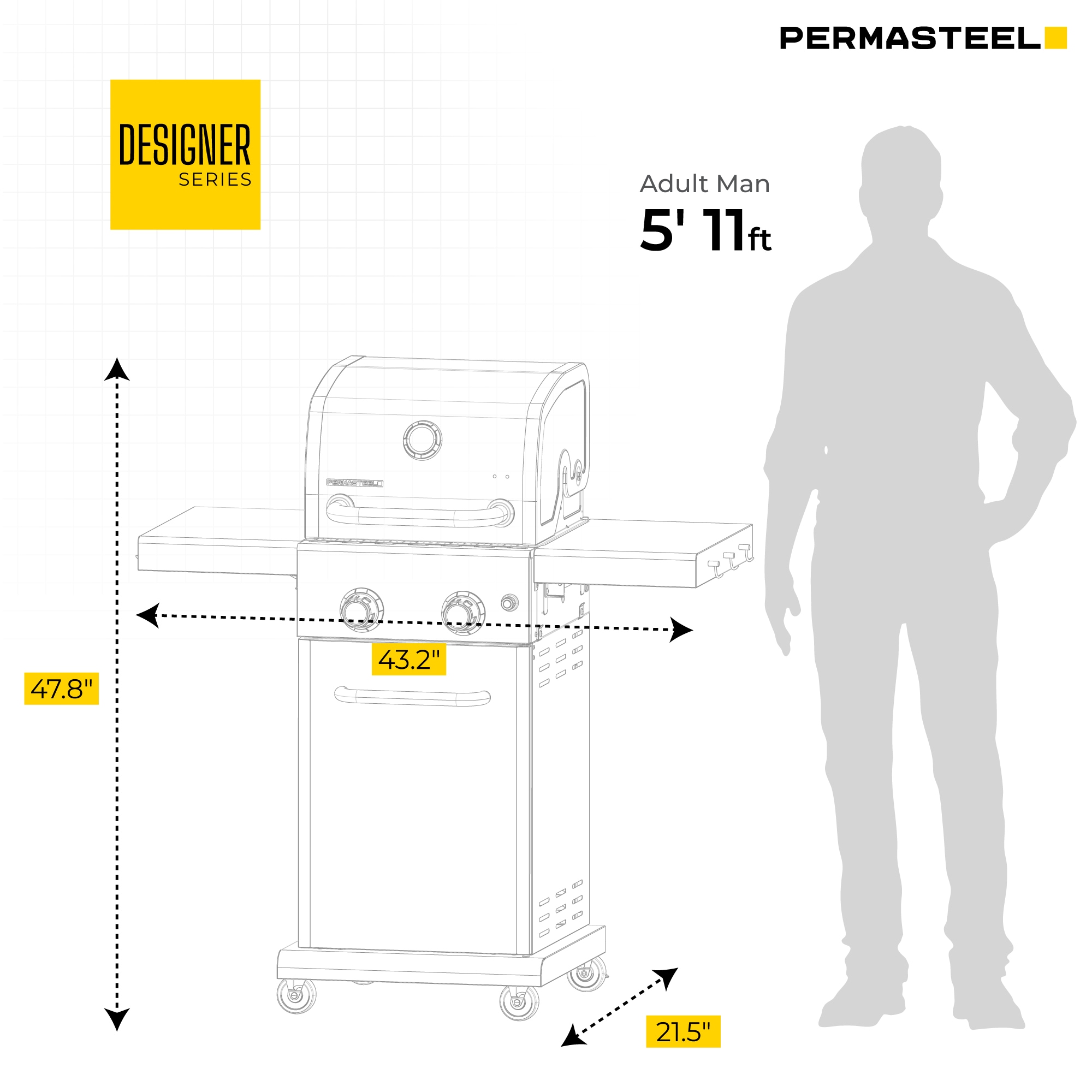 Permasteel Black with Copper Accent 2 -Burner Liquid Propane Gas Grill