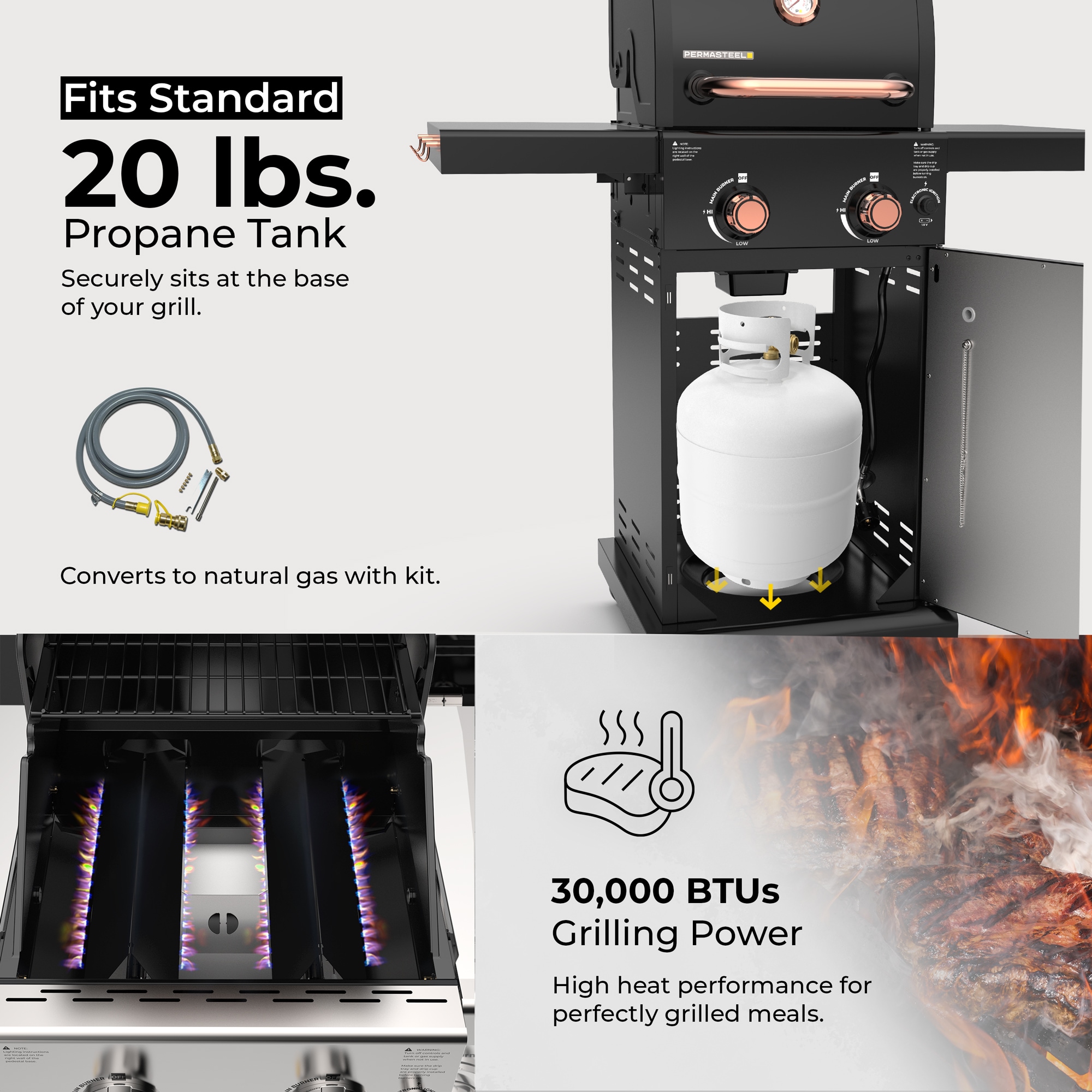 Permasteel Black with Copper Accent 2 -Burner Liquid Propane Gas Grill