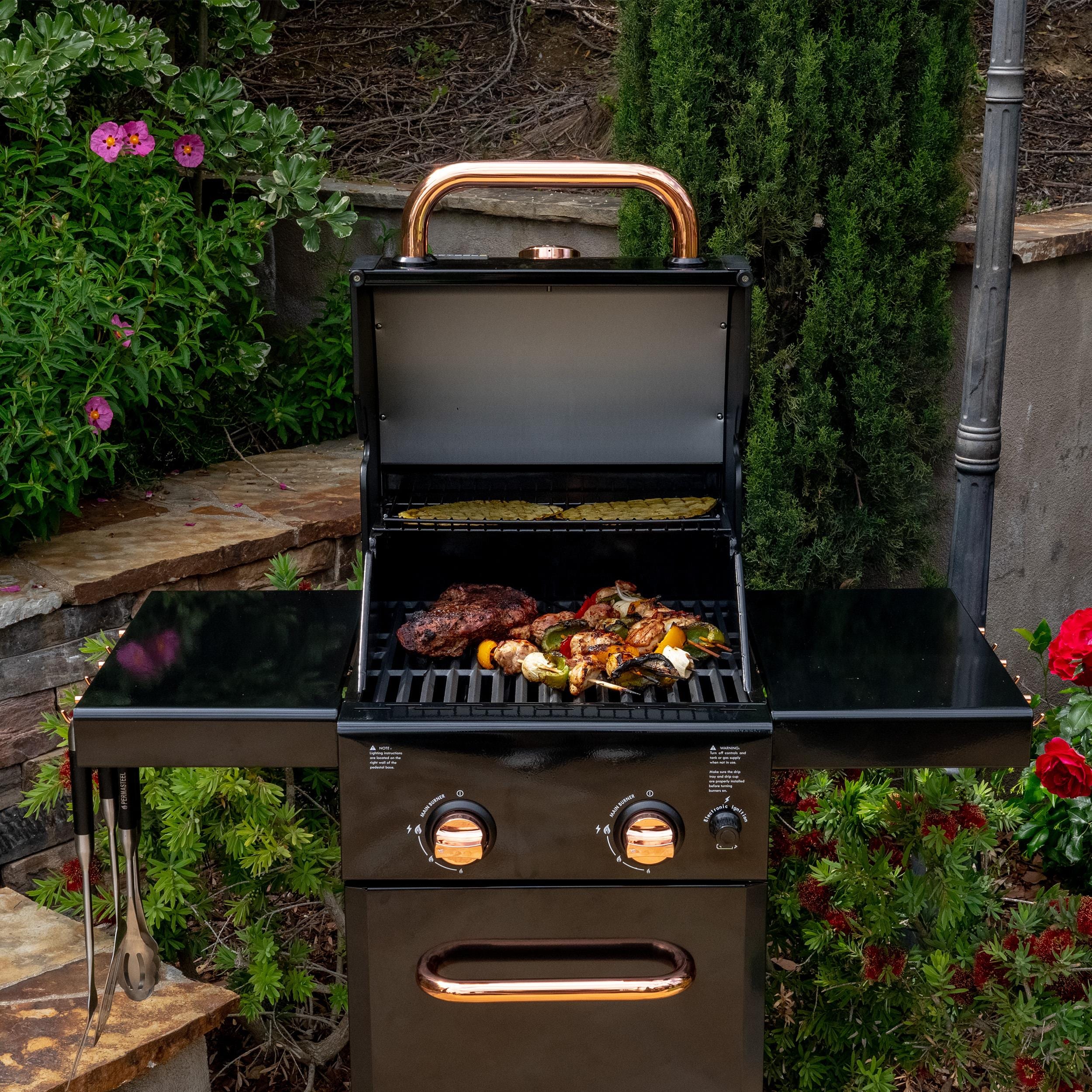 Permasteel Black with Copper Accent 2 -Burner Liquid Propane Gas Grill