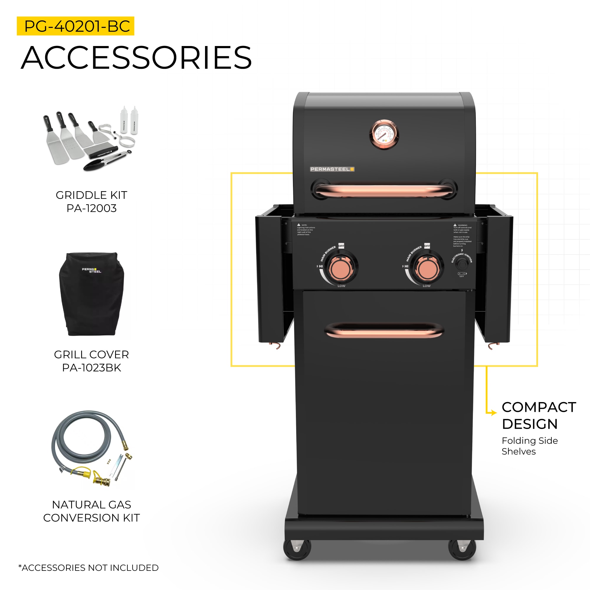 Permasteel Black with Copper Accent 2 -Burner Liquid Propane Gas Grill