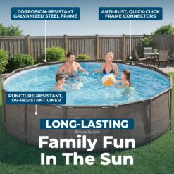 Bestway Power Steel 14ft x 42in Above Ground Outdoor Swimming Pool Set with Pump