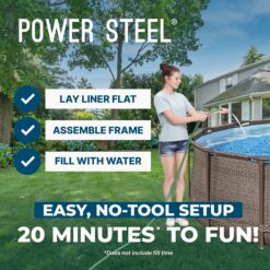 Bestway Power Steel 14ft x 42in Above Ground Outdoor Swimming Pool Set with Pump