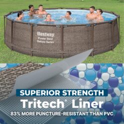 Bestway Power Steel 14ft x 42in Above Ground Outdoor Swimming Pool Set with Pump