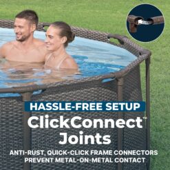 Bestway Power Steel 14ft x 42in Above Ground Outdoor Swimming Pool Set with Pump