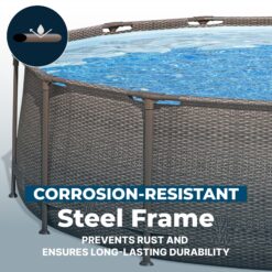 Bestway Power Steel 14ft x 42in Above Ground Outdoor Swimming Pool Set with Pump