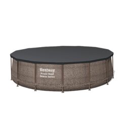 Bestway Power Steel 14ft x 42in Above Ground Outdoor Swimming Pool Set with Pump
