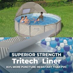 Bestway Steel Pro MAX 13ft x 42 Inch Round Above Ground Pool Set with Canopy and Ladder
