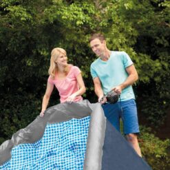 Intex 15-ft x 15-ft x 42-in Inflatable top ring Round Above-Ground Pool with Filter Pump with Ground Cloth with Pool Cover with Ladder