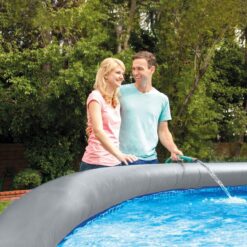Intex 15-ft x 15-ft x 42-in Inflatable top ring Round Above-Ground Pool with Filter Pump with Ground Cloth with Pool Cover with Ladder