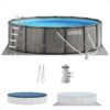 Intex 15-ft x 15-ft x 48-in Metal frame Round Above-Ground Pool with Filter Pump with Ground Cloth with Pool Cover with Ladder