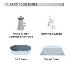 Intex 15-ft x 15-ft x 48-in Metal frame Round Above-Ground Pool with Filter Pump with Ground Cloth with Pool Cover with Ladder