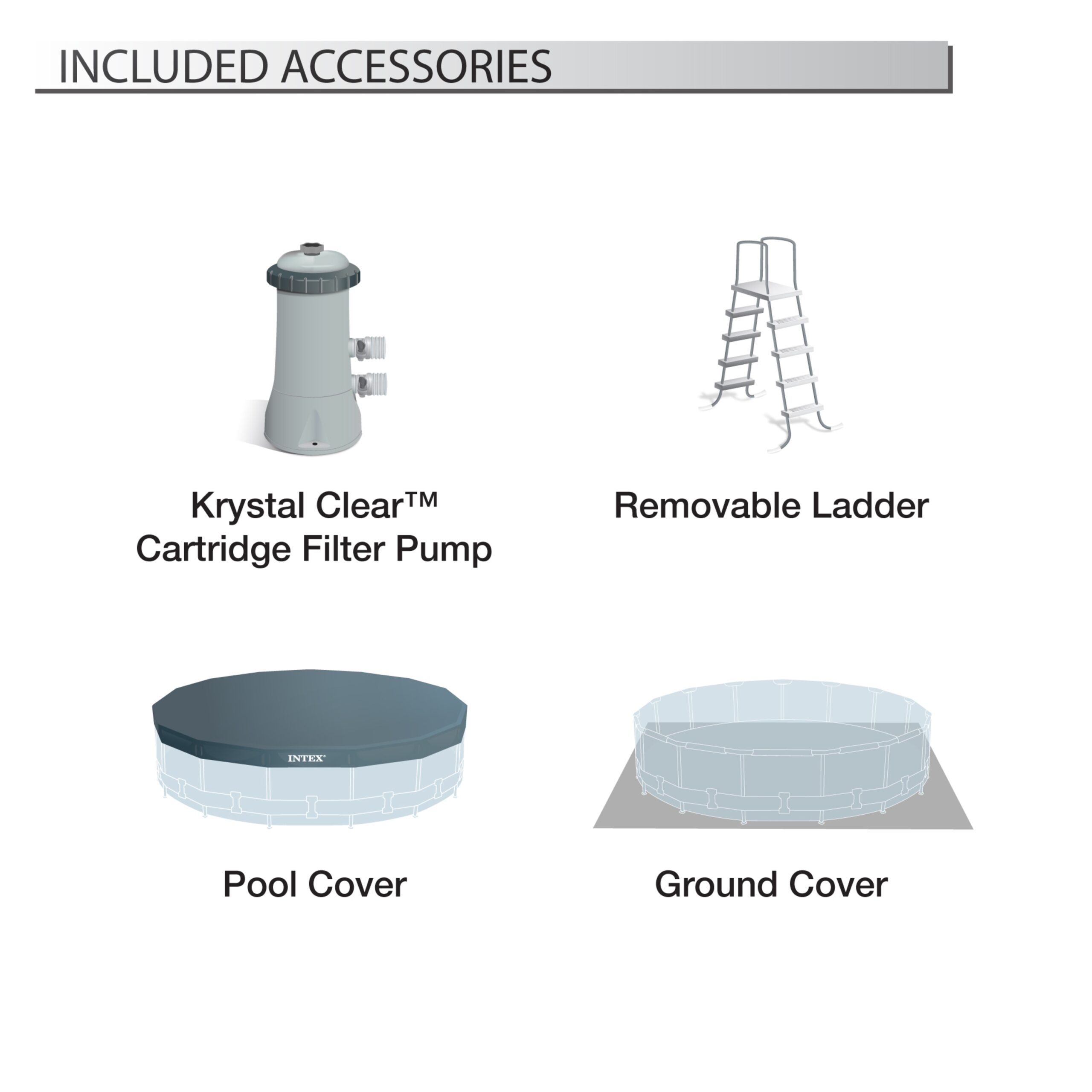 Intex 15-ft x 15-ft x 48-in Metal frame Round Above-Ground Pool with Filter Pump with Ground Cloth with Pool Cover with Ladder