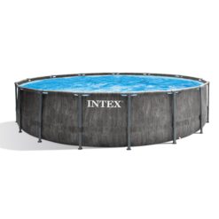Intex 15-ft x 15-ft x 48-in Metal frame Round Above-Ground Pool with Filter Pump with Ground Cloth with Pool Cover with Ladder