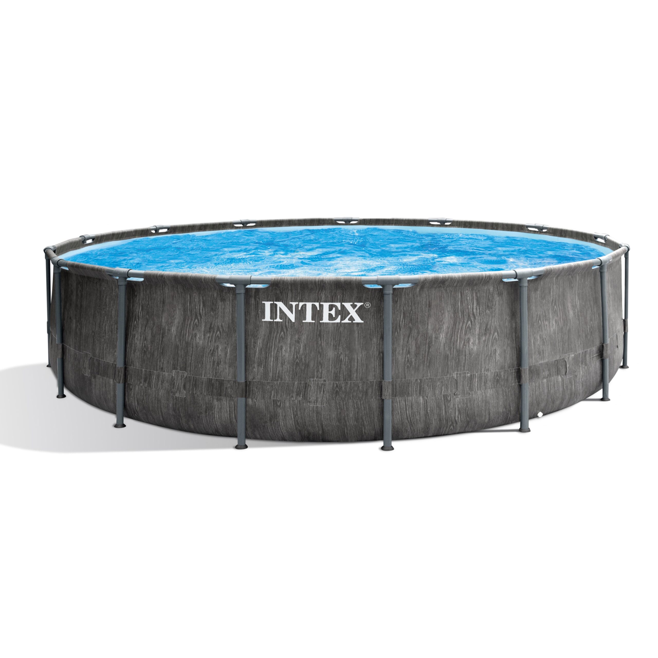 Intex 15-ft x 15-ft x 48-in Metal frame Round Above-Ground Pool with Filter Pump with Ground Cloth with Pool Cover with Ladder