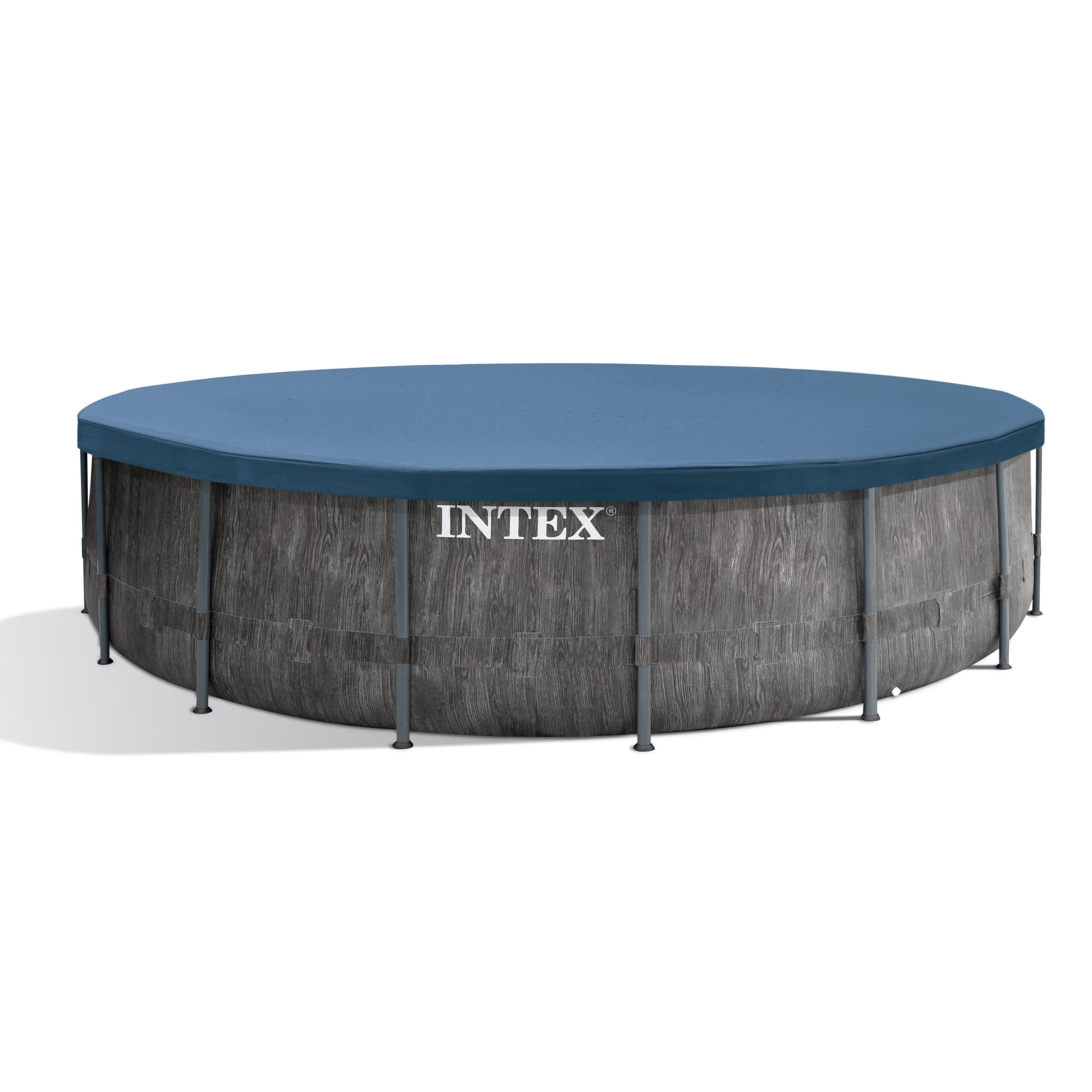 Intex 15-ft x 15-ft x 48-in Metal frame Round Above-Ground Pool with Filter Pump with Ground Cloth with Pool Cover with Ladder
