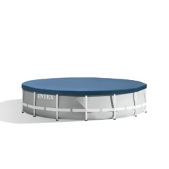 Intex 15-ft x 15-ft x 42-in Metal frame Round Above-Ground Pool with Filter Pump with Ground Cloth with Pool Cover with Ladder