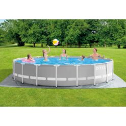 Intex 15-ft x 15-ft x 42-in Metal frame Round Above-Ground Pool with Filter Pump with Ground Cloth with Pool Cover with Ladder