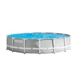Intex 15-ft x 15-ft x 42-in Metal frame Round Above-Ground Pool with Filter Pump with Ground Cloth with Pool Cover with Ladder