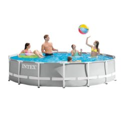 Intex 15-ft x 15-ft x 42-in Metal frame Round Above-Ground Pool with Filter Pump with Ground Cloth with Pool Cover with Ladder