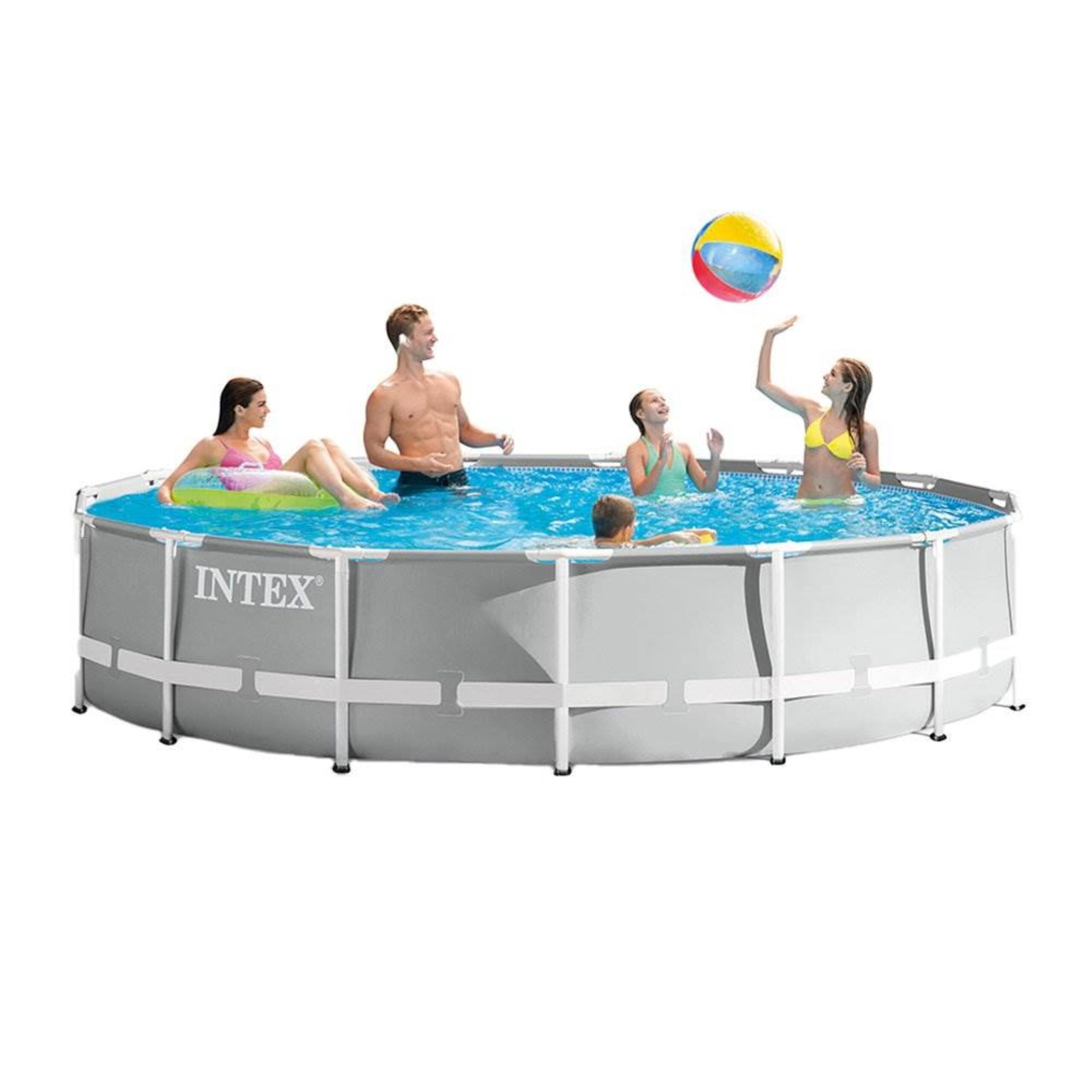 Intex 15-ft x 15-ft x 42-in Metal frame Round Above-Ground Pool with Filter Pump with Ground Cloth with Pool Cover with Ladder