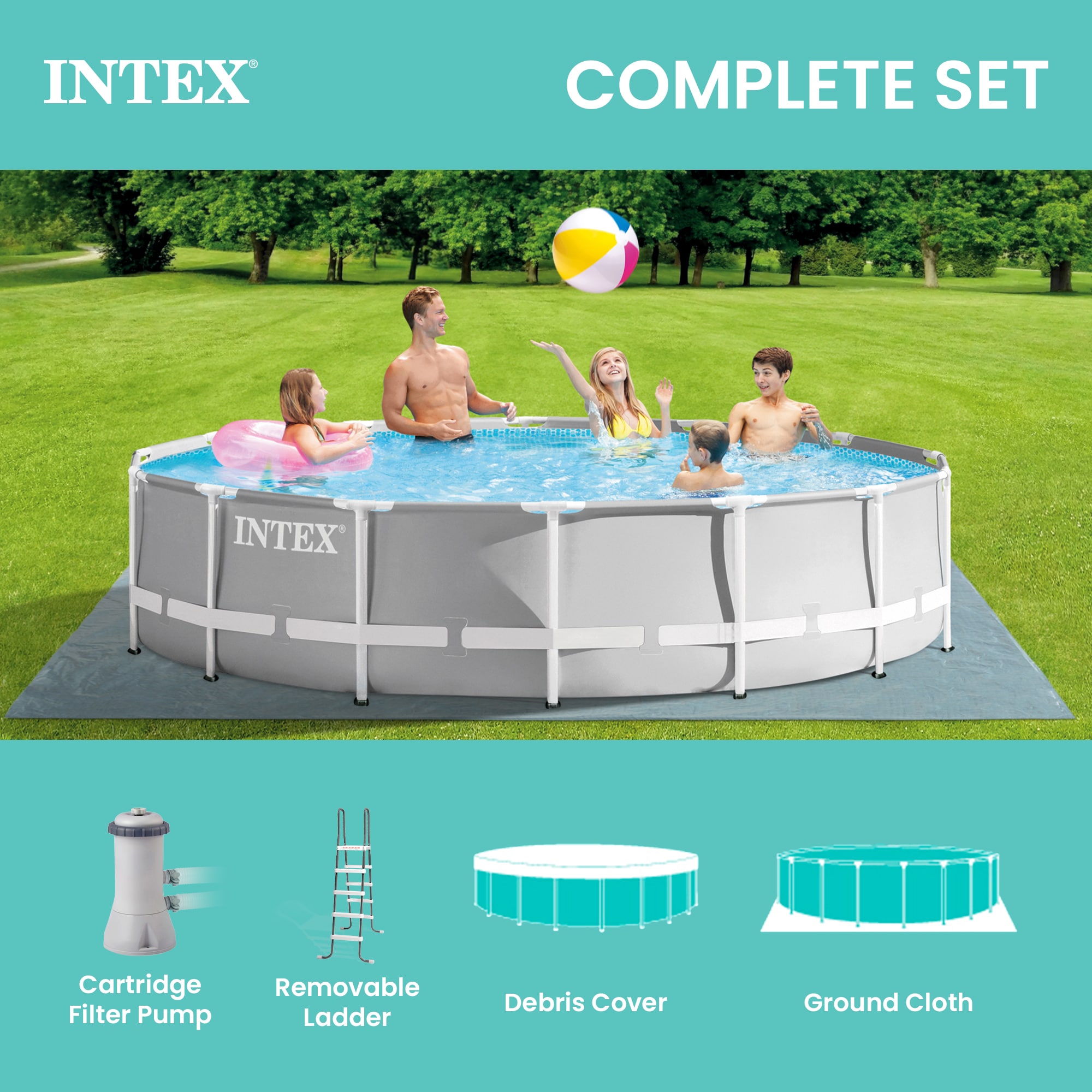 Intex 26723EH 15ft x 42in Prism Frame Above Ground Swimming Pool Set with Filter
