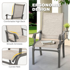 Nuu Garden 5 -Piece Grey Patio Dining Set Iron Square Table with 4 Beige Stationary Chairs