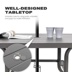 Nuu Garden 5 -Piece Grey Patio Dining Set Iron Square Table with 4 Beige Stationary Chairs