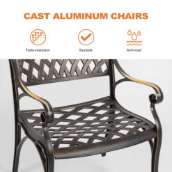 Nuu Garden 5 -Piece Black with gold Patio Dining Set Aluminum Round Table with 4 Stationary Chairs