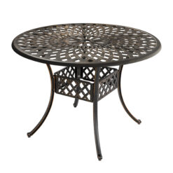 Nuu Garden 5 -Piece Black with gold Patio Dining Set Aluminum Round Table with 4 Stationary Chairs