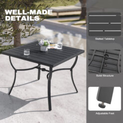 Nuu Garden 5 -Piece Black Woven Patio Dining Set Aluminum Square Table with 4 Beige Cushions Stationary Chairs