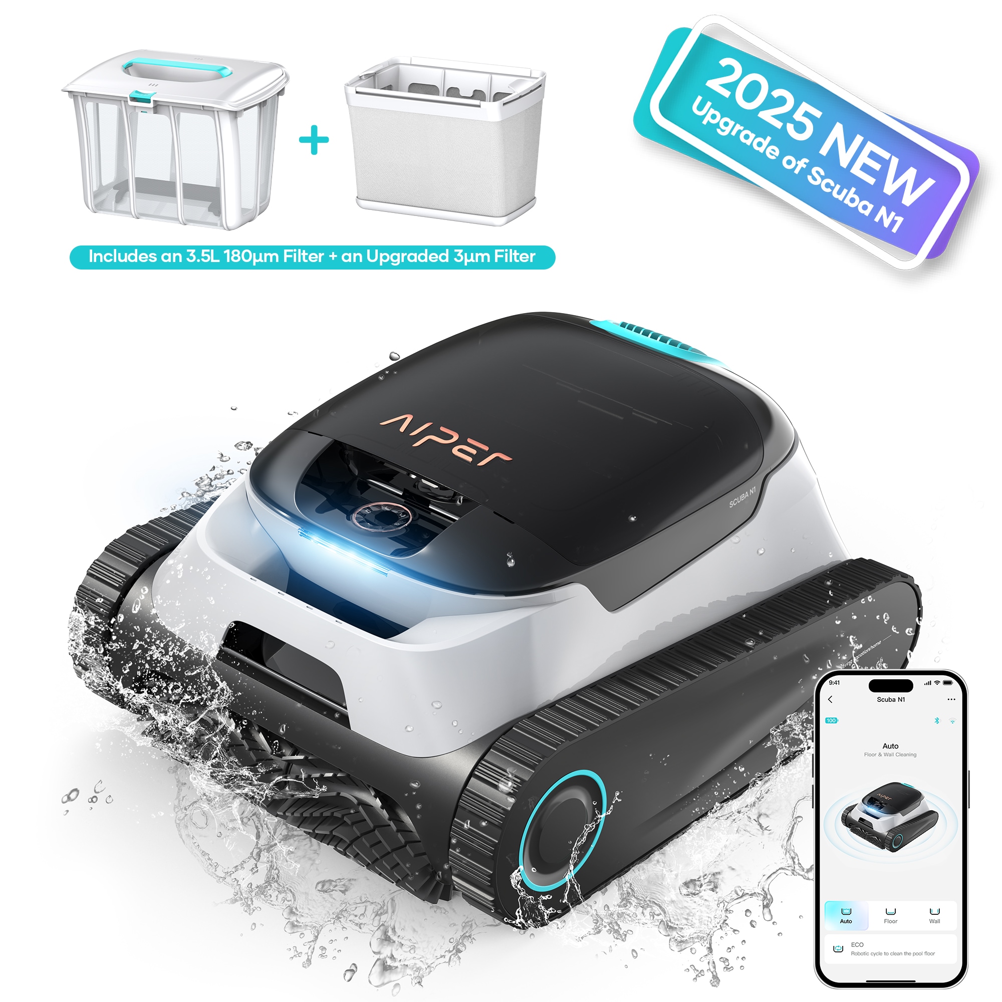 Aiper Scuba N1 Plus Cordless 6.1-in Robotic Pool Vacuum