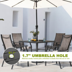 Nuu Garden 5 -Piece Black Patio Dining Set Aluminum Square Table with 4 Stationary Chairs