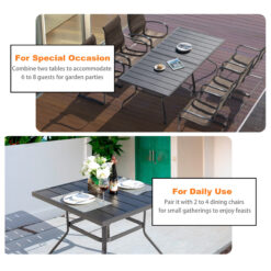 Nuu Garden 5 -Piece Black Patio Dining Set Iron Square Table with 4 Stackable Stationary Chairs