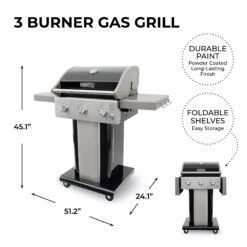 Permasteel Black 3 -Burner Liquid Propane Gas Grill