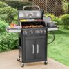 Sunshine Valley Gas Grill and Griddle Combo Black and Silver 4 -Burner Liquid Propane Gas Grill 1 -Side Burner