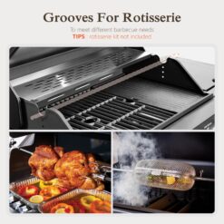 Sunshine Valley Gas Grill and Griddle Combo Black and Silver 4 -Burner Liquid Propane Gas Grill 1 -Side Burner