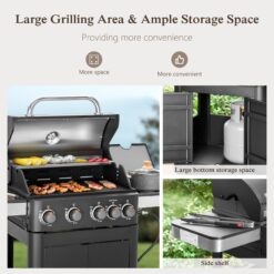 Sunshine Valley Gas Grill and Griddle Combo Black and Silver 4 -Burner Liquid Propane Gas Grill 1 -Side Burner