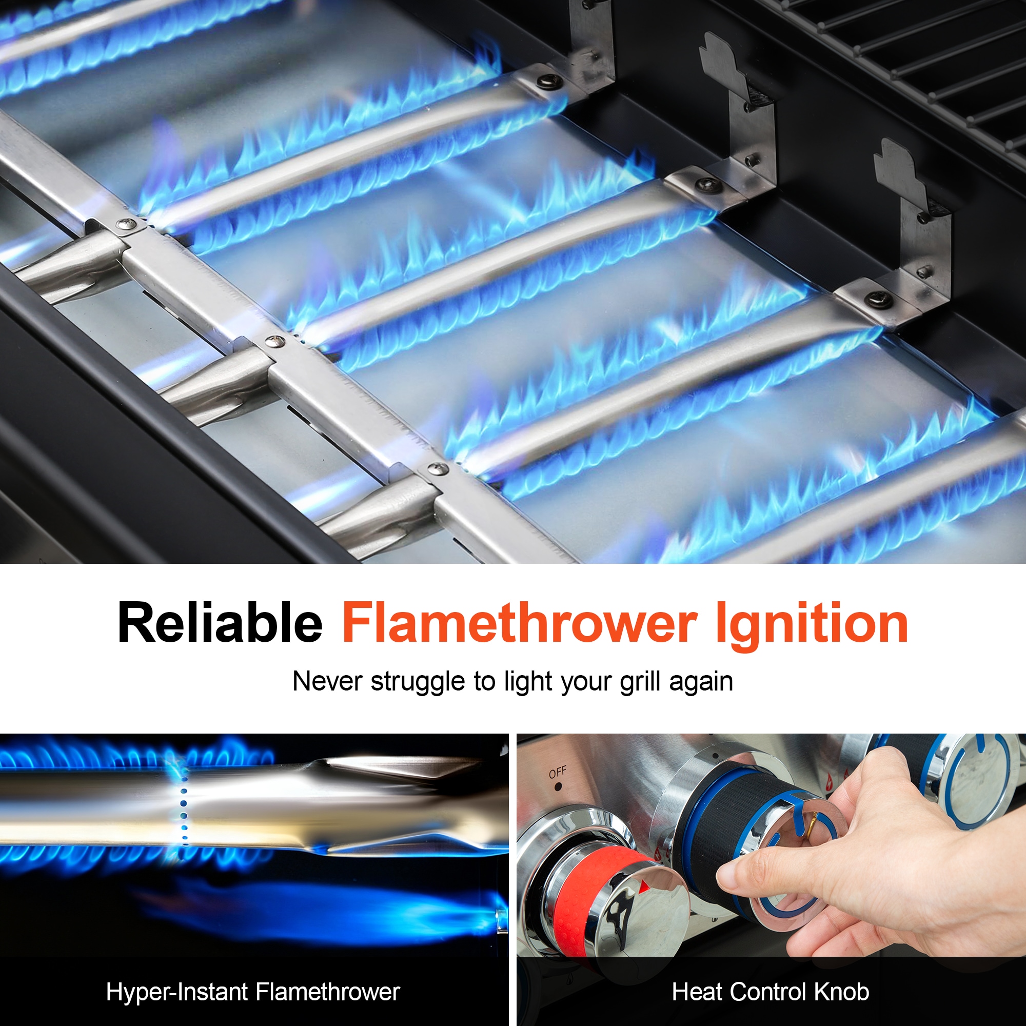 Brand-Man Grills BMMUST Polished Chrome 6 -Burner Infrared Liquid Propane Gas Grill 1 -Side Burner