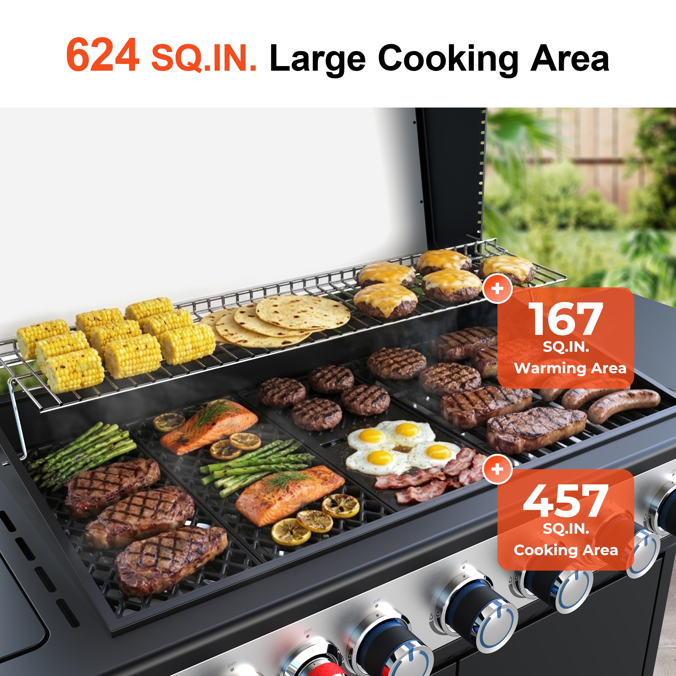 Brand-Man Grills BMMUST Polished Chrome 6 -Burner Infrared Liquid Propane Gas Grill 1 -Side Burner