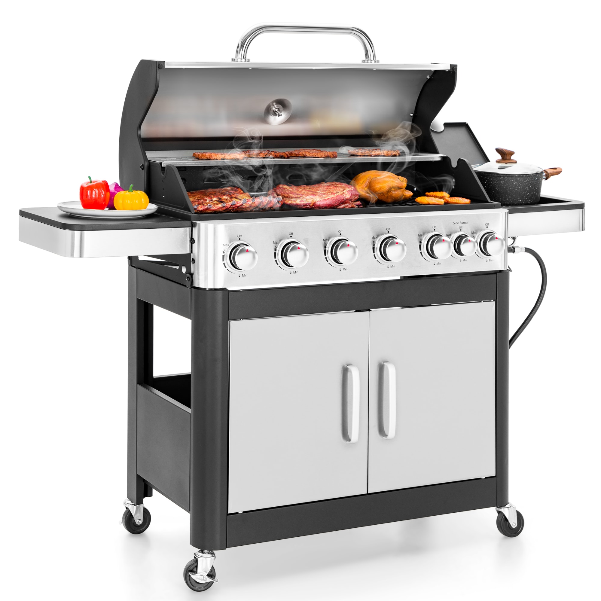 Sunshine Valley Black and Silver 6 -Burner Liquid Propane Gas Grill 1 -Side Burner